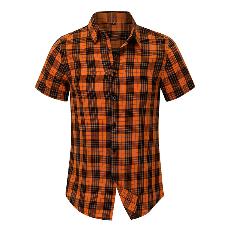 DEANWANGKT 2025 Cross-border men's casual Hawaiian shirt Popular trade men's short-sleeved shirt men's shirt wholesale  plaid shirt - Deanwangkt