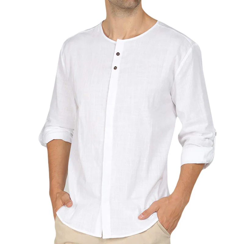 DEANWANGKT 2025 Popular trade new  men's cotton and linen shirts  popular casual linen long-sleeved shirts men's autumn and winter - Deanwangkt