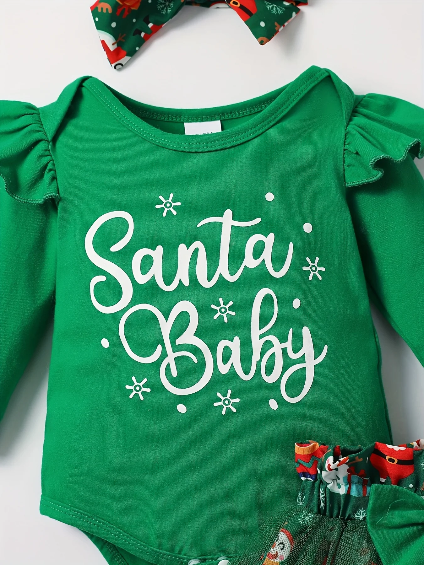 Baby Girls Adorable Christmas Outfit Infant Long Sleeve Romper & Snowman Print Tulle Dresses Outdoor Set Festival Party Dress Up - Deanwangkt