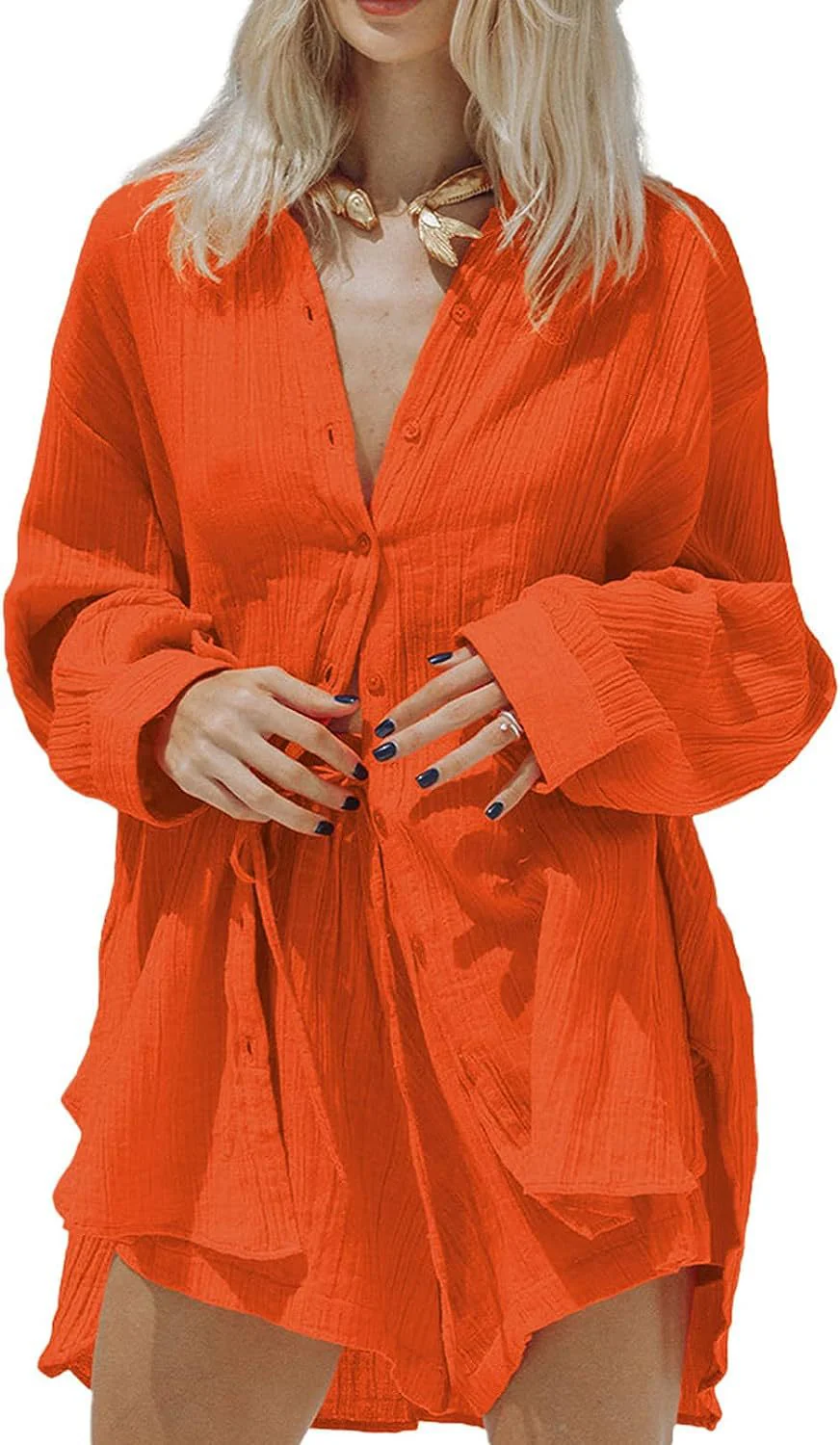 DEANWANGKT  European and American Style Women Casual Two-Piece Suit  Summer New Long Sleeve Shirt Top and Shorts Sportswear Suit - Deanwangkt