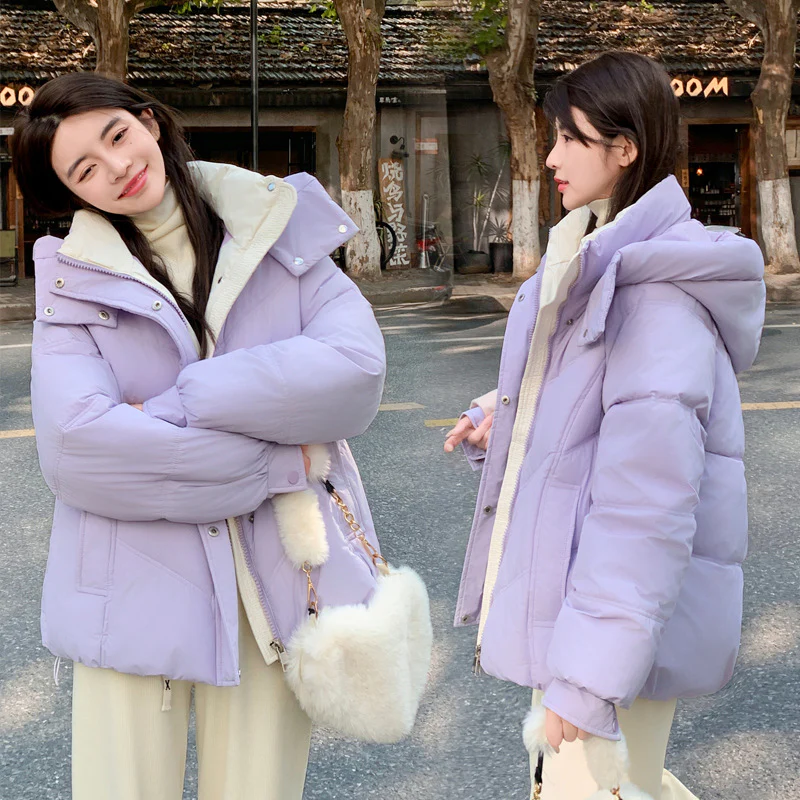 Russian down cotton jacket women's short winter 2025 new small hooded down cotton bread jacket - Deanwangkt