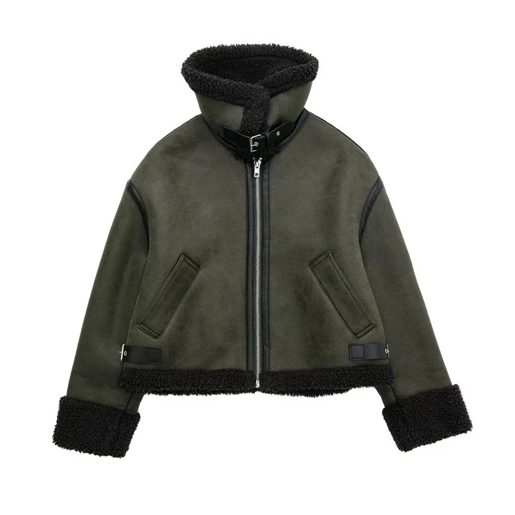 Locomotive clothes women's winter New new Korean version loose jacket fried street velvet thickened fur integrated lamb wool jacket - Deanwangkt