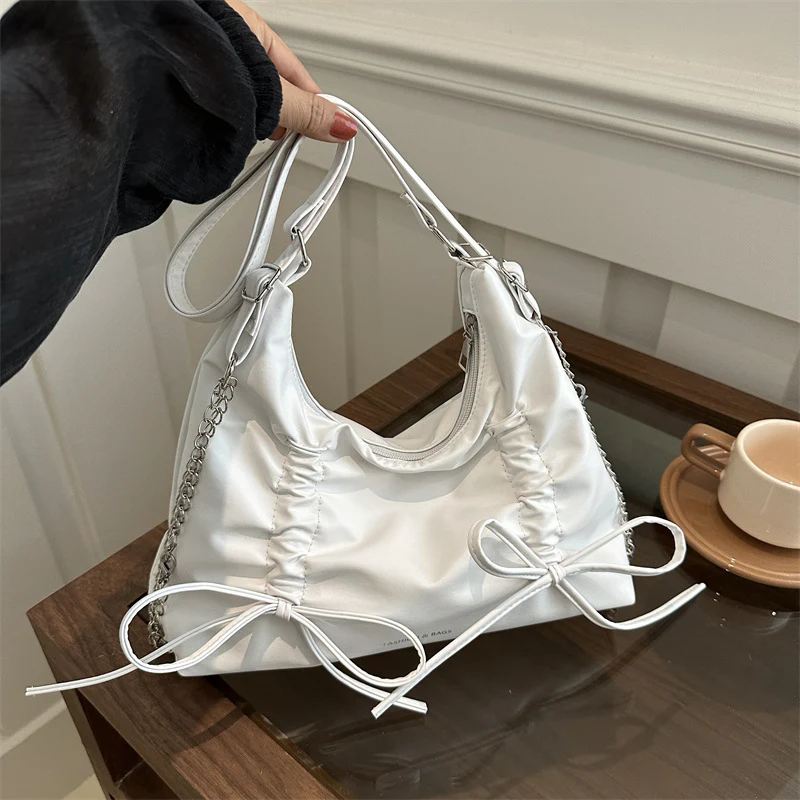 Soft Leather Large Capacity Bow Shoulder Bag Bags for Women  Spring New All-Matching Ins Underarm Dumpling Bag for Women - Deanwangkt
