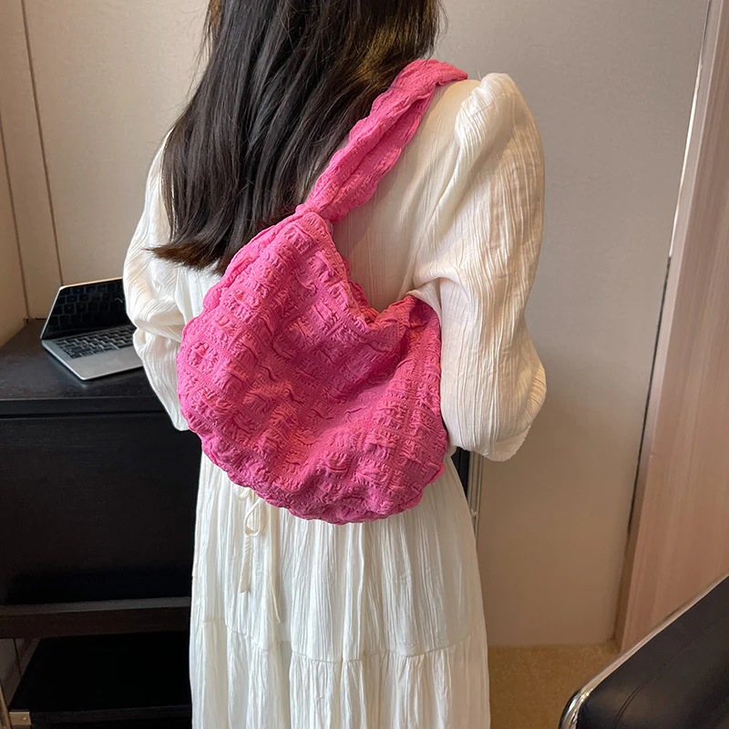 DEANWANGKT 2025 Bag  new Korean version of cloud pleated waffle bubble bag niche underarm bag shoulder bag portable women's bag - Deanwangkt