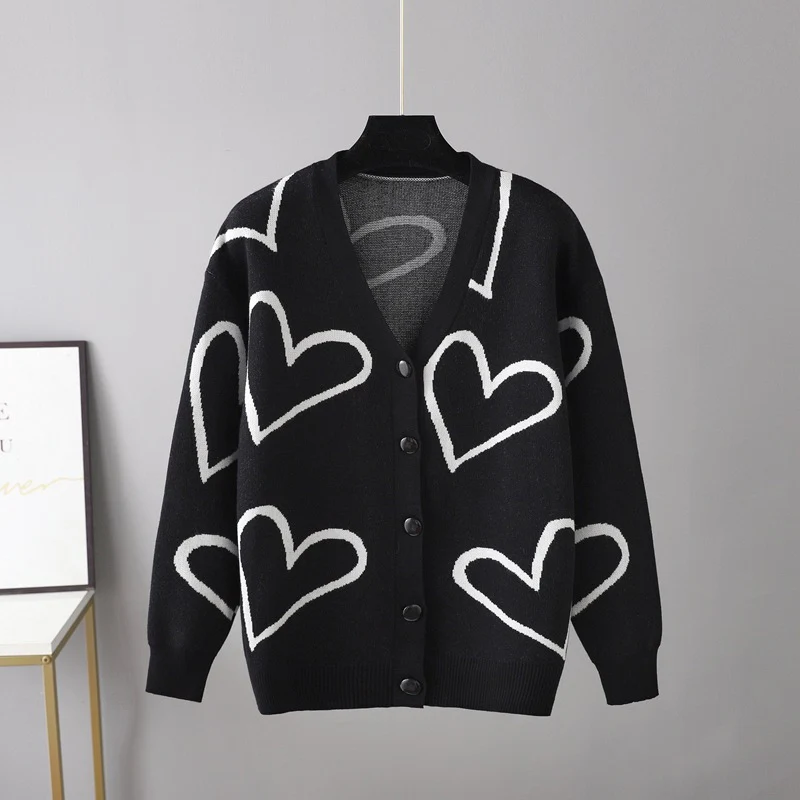 DEANWANGKT  autumn and winter 2025 2025 trade cross-border new women's clothing  knitted sweater love short cardigan jacket - Deanwangkt
