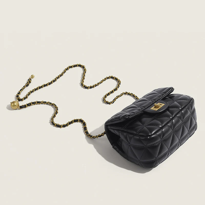 DEANWANGKT 2025 Versatile ins small square bag women's  new summer trendy fashion diamond chain bag niche shoulder underarm bag - Deanwangkt