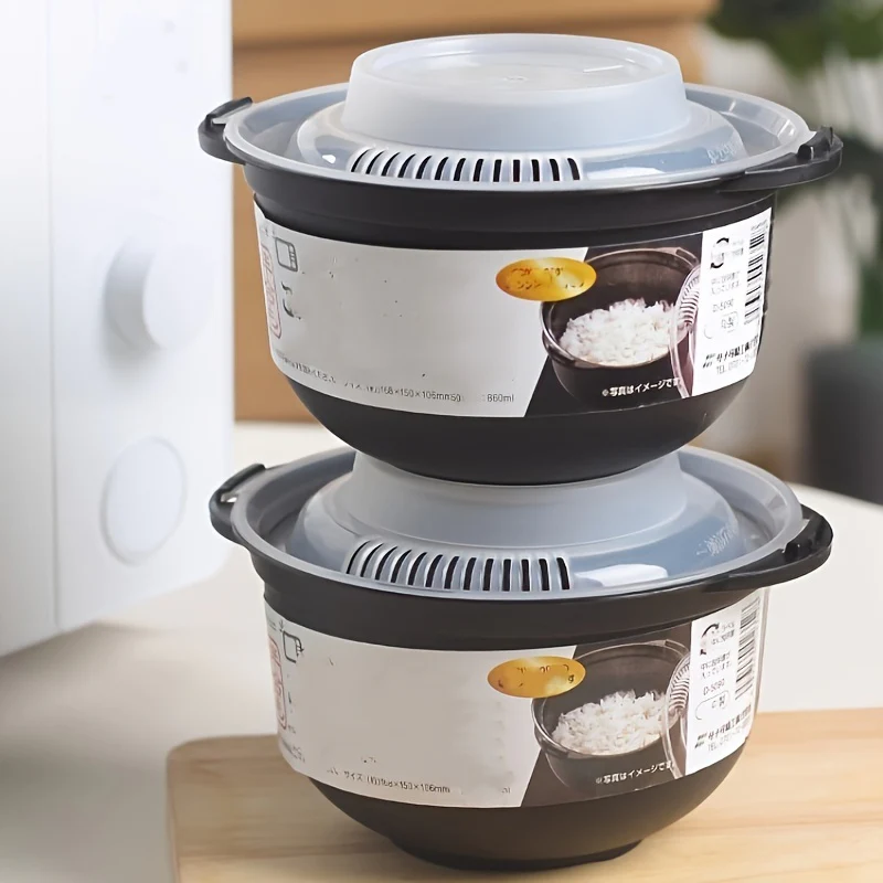 1pc Single-Serving Microwave Rice Cooker Bowl - Double Boilers with Non-Stick Material, Clear Lid & Steam Vent, BPA-Free, 29.08oz (860ml) Capacity, Easy Cooking, Kitchen Essentials for Healthy Meal Preparation - Deanwangkt