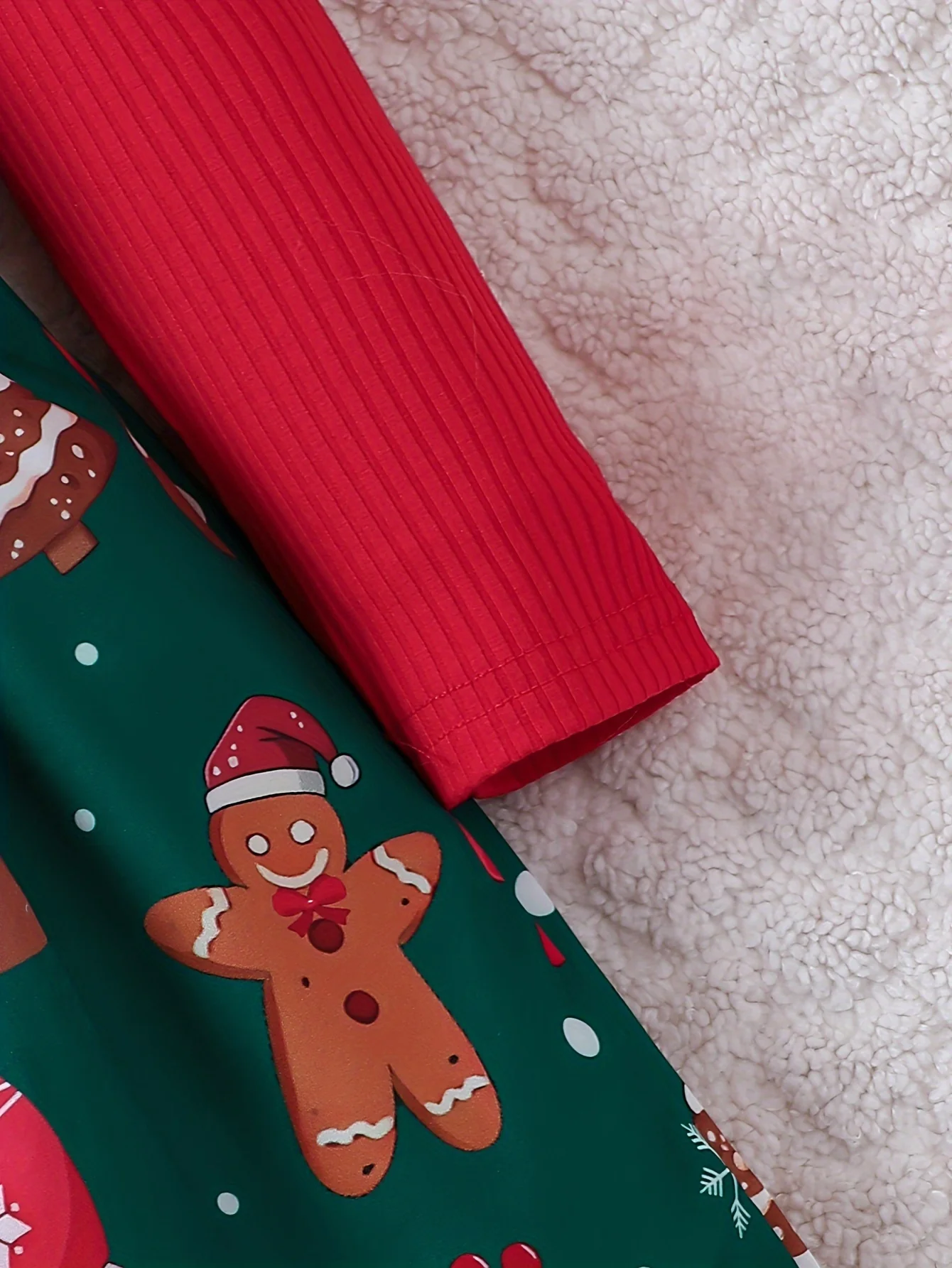 Festive Gingerbread Man Long Sleeve Dress for Girls - Special Occasion, Graphic Print, Flutter Trim, Fall Winter Christmas Gift Idea - Deanwangkt