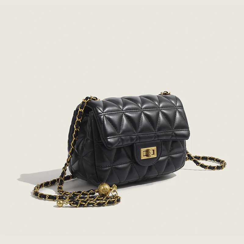 DEANWANGKT 2025 Versatile ins small square bag women's  new summer trendy fashion diamond chain bag niche shoulder underarm bag - Deanwangkt