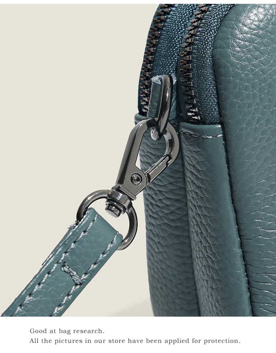 deanwangkt - Simple Design Cowhide Handbag Women's Bag Trend Classic Mobile Bag Genuine Leather Wallet One Shoulder Crossbody Bag - Deanwangkt