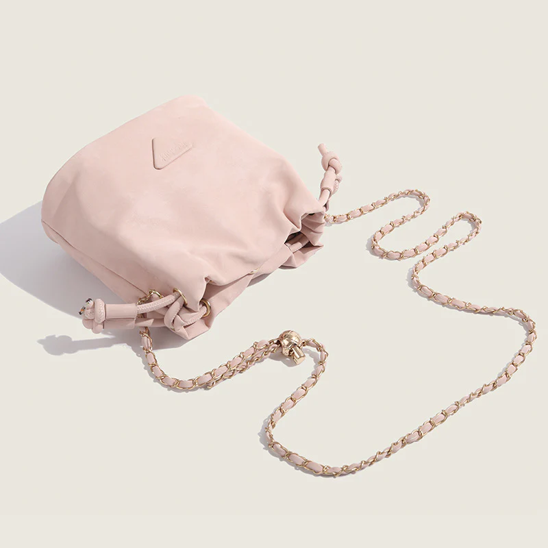 DEANWANGKT 2025 Puff Pump with Bucket Bag Women's  Fashion Pink Chain One Shoulder Crossbody Bag ins Hot Style Simple Cloud Bag - Deanwangkt