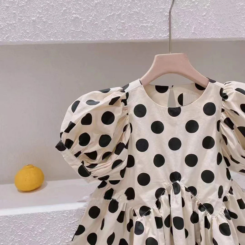 Children's Clothing 23 Summer Girls' Korean Fashion Big Polka Dot Puff Sleeve Dress Cotton Fashionable Princess Dress X6001 - Deanwangkt