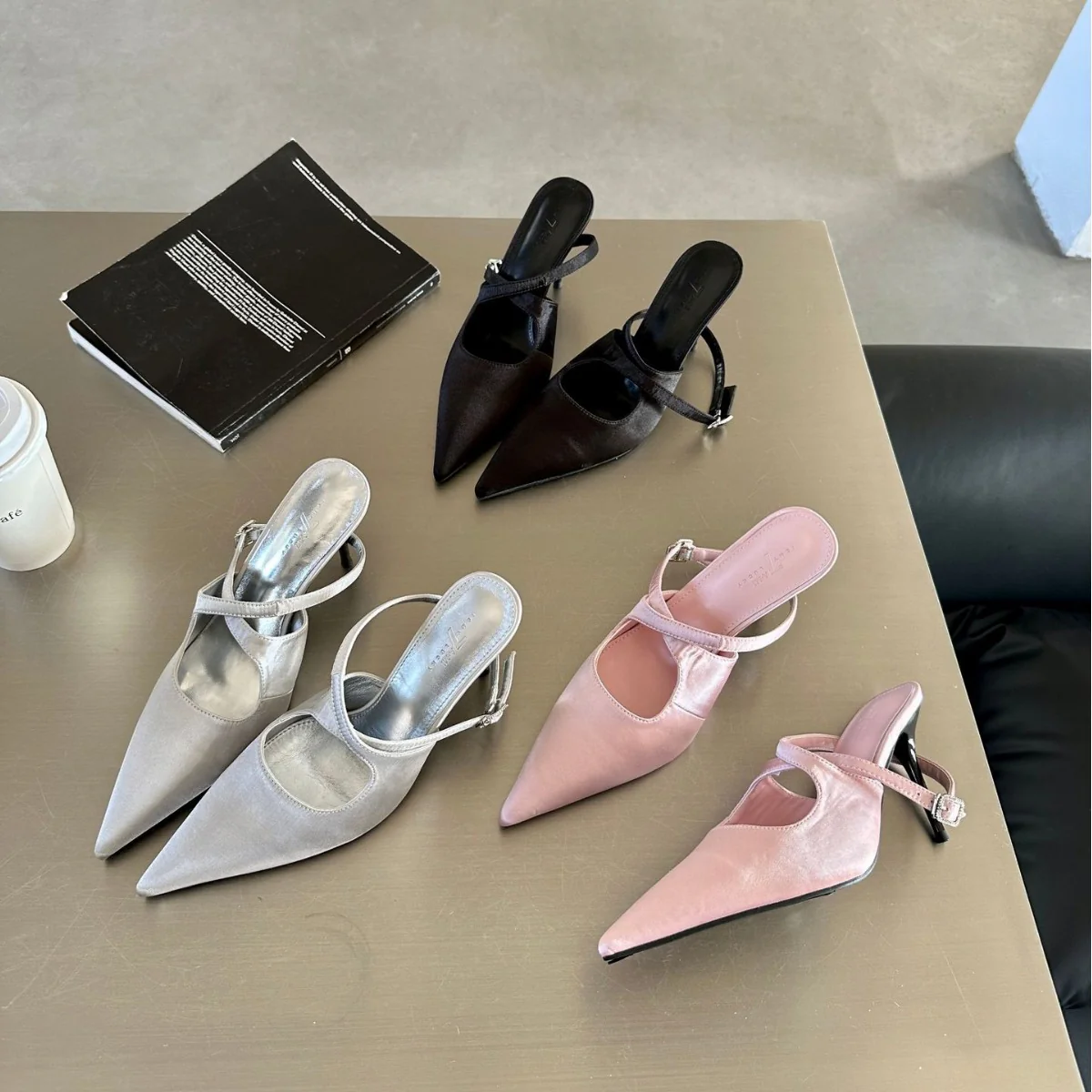 DEANWANGK  Spring and Summer New Pointed High Heel Shoes Daily Fashion Cross Thin Strap Stiletto Heel Closed Toe Slingback Sandals Women's Shoes - Deanwangkt
