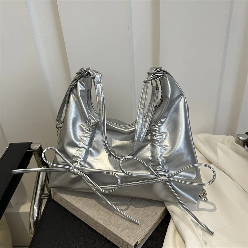 Soft Leather Large Capacity Bow Shoulder Bag Bags for Women  Spring New All-Matching Ins Underarm Dumpling Bag for Women - Deanwangkt