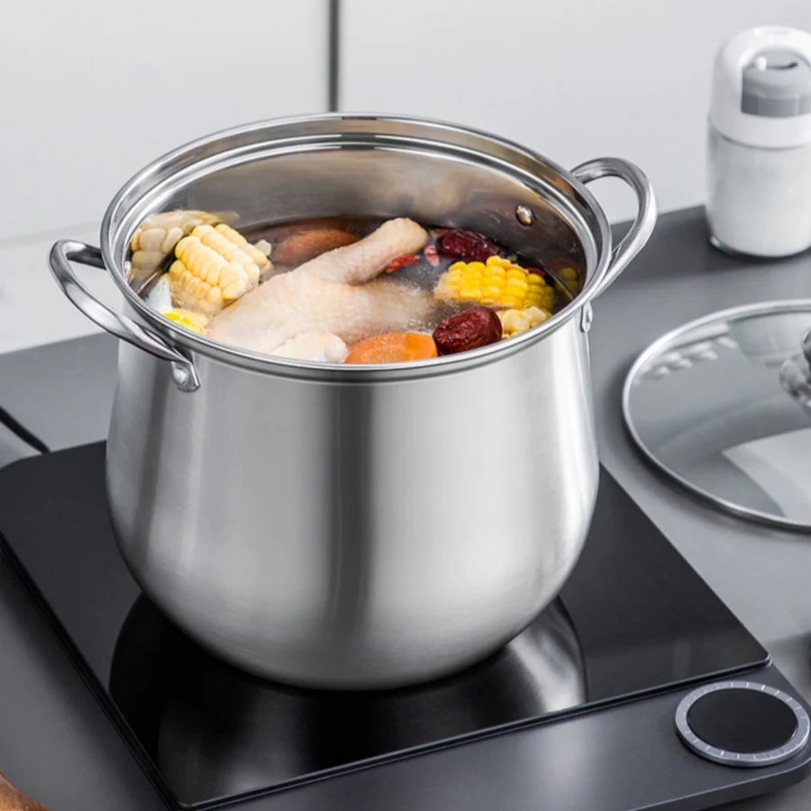 1pc Extra Large Stainless Steel Stock Pot - Perfect for Hearty Soups & Stews, Durable & Effortless Clean - Your Indispensable Kitchen Companion - Deanwangkt