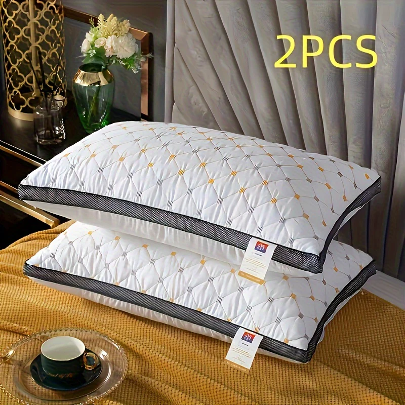 2pcs Luxury Thickened 3D Pillows - Washable, High Rebound Softness for Neck Support & Relaxing Sleep - Perfect for Side Sleepers, Ideal Travel Accessory & Gift for Mother's Day, Father's Day, Halloween, Thanksgiving, Christmas, Valentine's, New Year - Deanwangkt