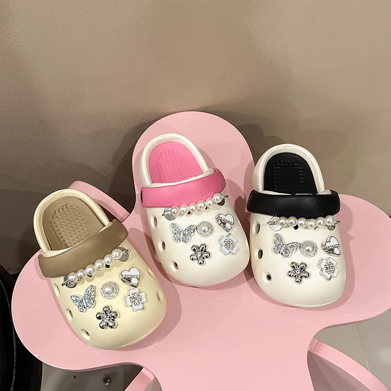 DEANWANGKT Children's Slippers Parent-Child Girls Summer New Home Soft Bottom Hole Shoes Girls Beach Slippers Boys Outdoor Wear - Deanwangkt