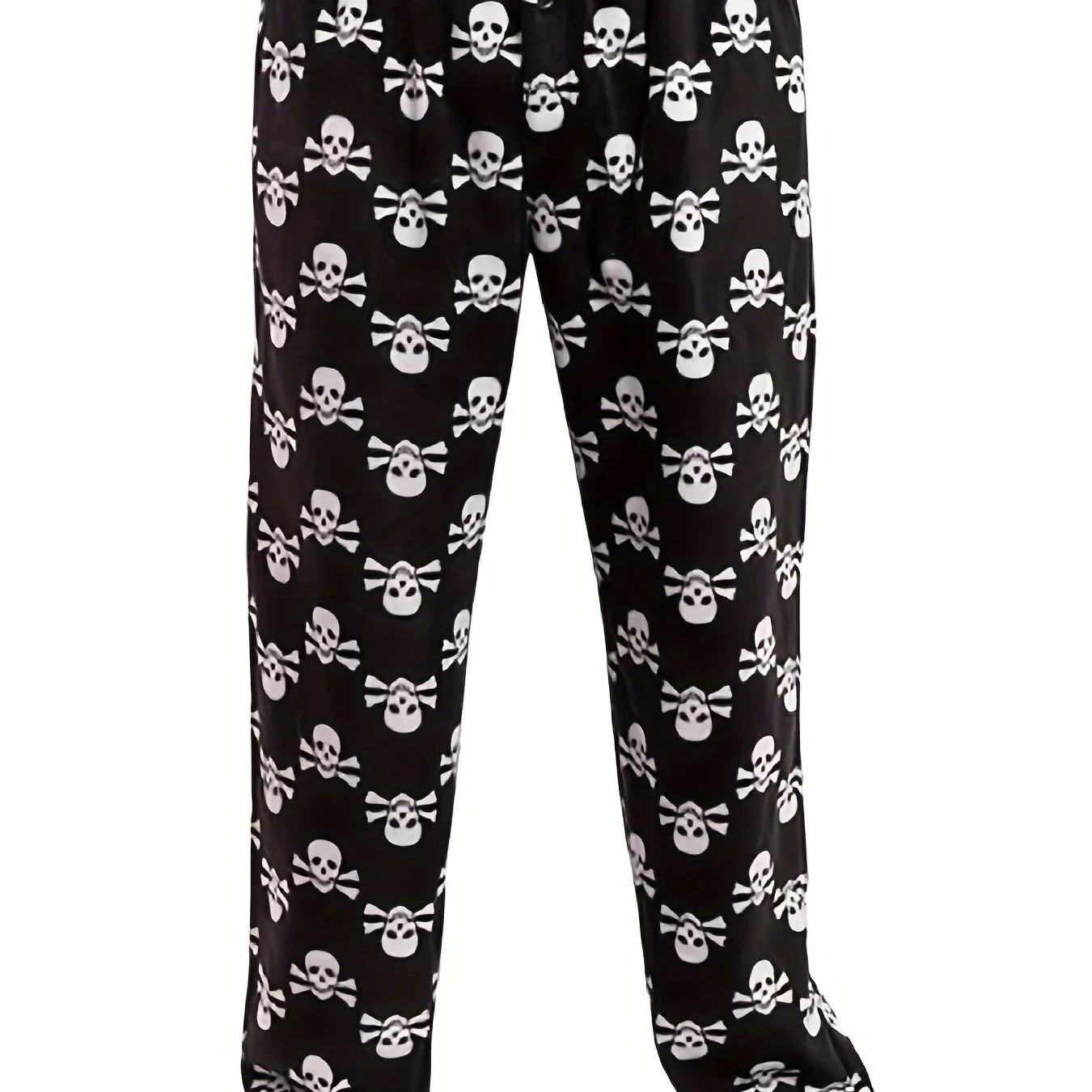 Men's Skull Pattern Casual Comfy Pants, Loose Stretchy Home Pajamas Bottom - Deanwangkt
