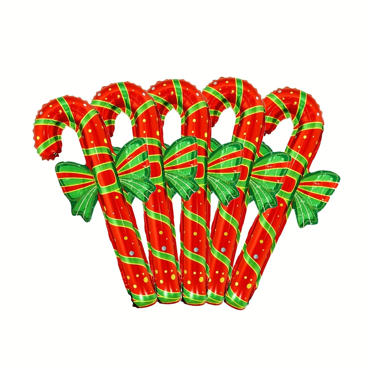 5-Pack Vibrant Candy Cane Balloons with Bowknots - Inflatable Aluminum Foil Decorations for Festive Holiday Home & Kitchen, No Power Required, Assorted Colors, Easy to Inflate and Deflate, Reusable, Perfect for Christmas Party Decor, Holiday Celebrat - Deanwangkt