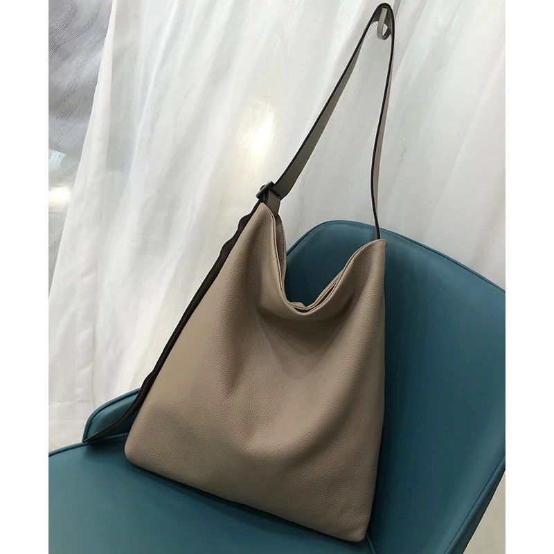 soft leather big bag  new first-layer cowhide natural drop crossbody shoulder bag  genuine leather women's bag 3330 - Deanwangkt