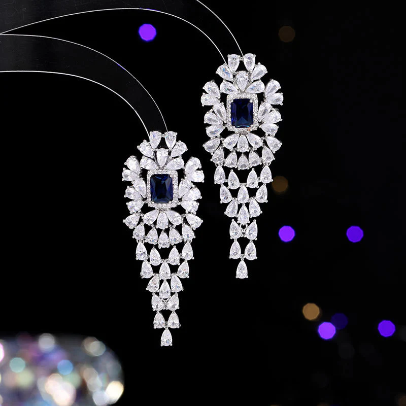 2025 jewelry heavy industry irregular copper inlaid zircon earrings palace retro flower brand bridal high-end banquet earrings - Deanwangkt