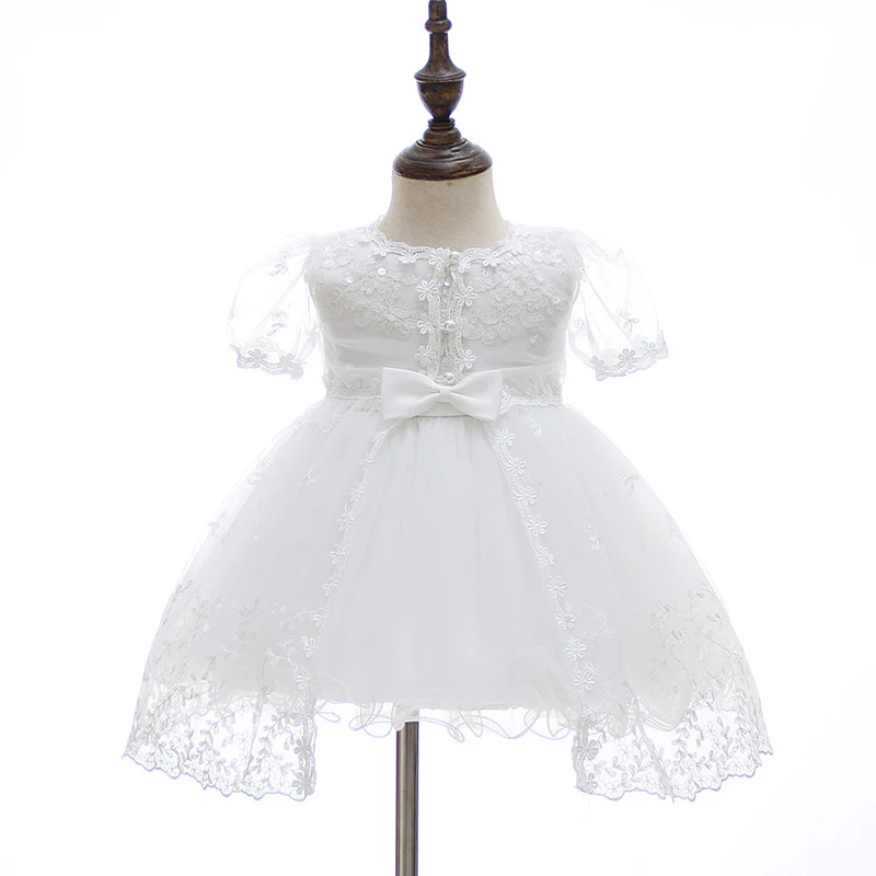 Newborn Girl Infant Baptism Dress Years Old One-Month Birthday Wedding Dress Two-Piece Set - Deanwangkt
