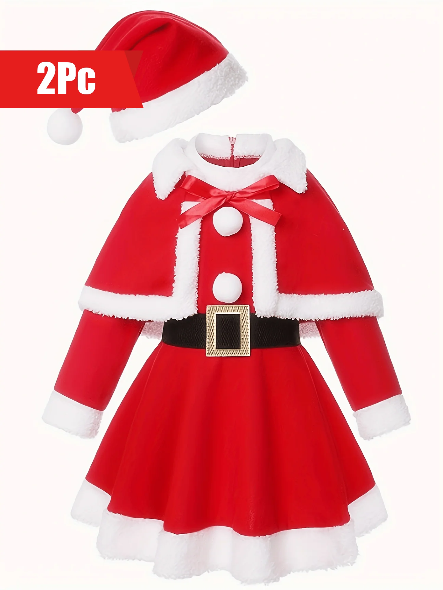 Girls Cute Santa Cosplay Costumes 2pc Christmas Gift Birthday Party - Deanwangkt