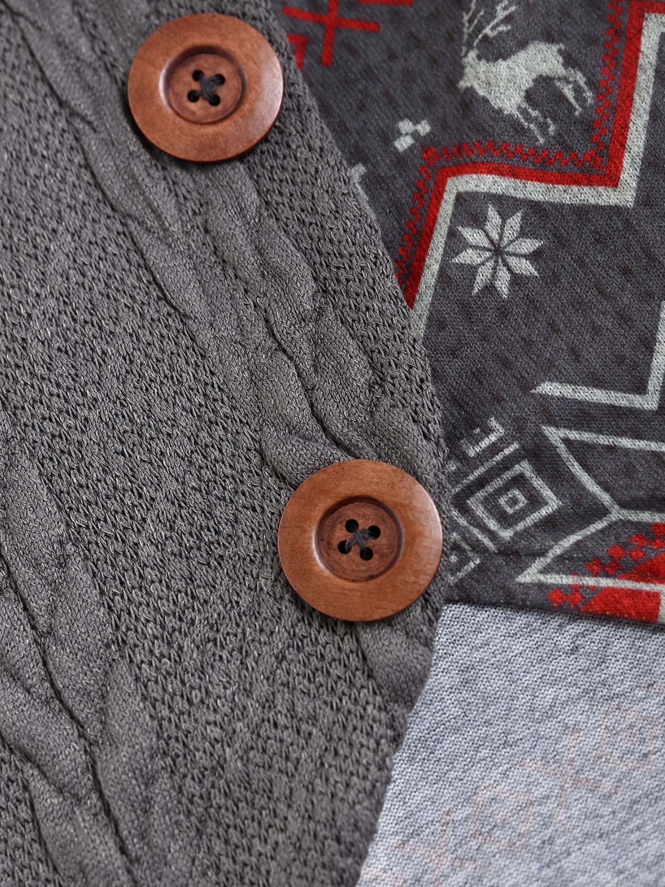 Christmas Pattern Off Shoulder Sweater - Casual, Long Sleeve, Button Front, Asymmetrical, Festive Holiday Wear for Women - Deanwangkt