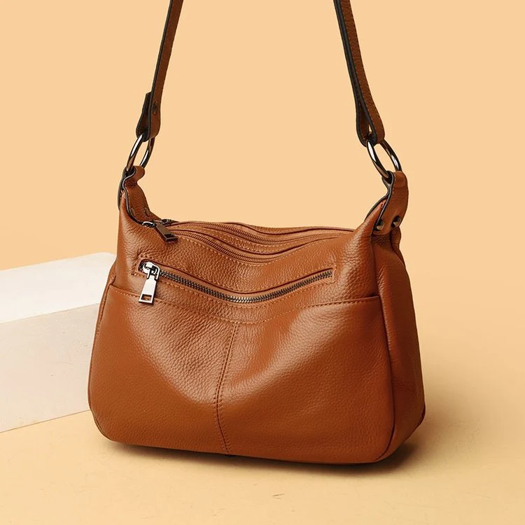 to Give Mom First Layer Cowhide Women Bag  Middle-Aged Simple Messenger Bag Versatile Handheld Shoulder Soft Leather Bag Fashion - Deanwangkt