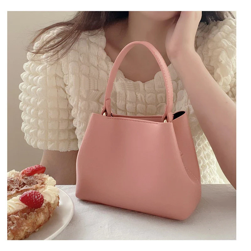 DEANWANGKT 2025 Summer new strawberry pink messenger women's bag bucket bag mini handbag Korean temperament high-end shoulder bag - Deanwangkt