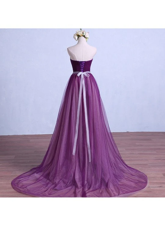 Solvbao Charming Purple Tulle Long Party Gown, Long Formal Dress - Deanwangkt