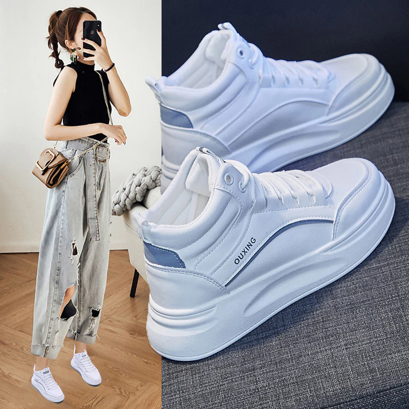 2025 spring new Korean version of high-top little white shoes for women ins tide students platform running board shoes for women's leisure SH888 - Deanwangkt
