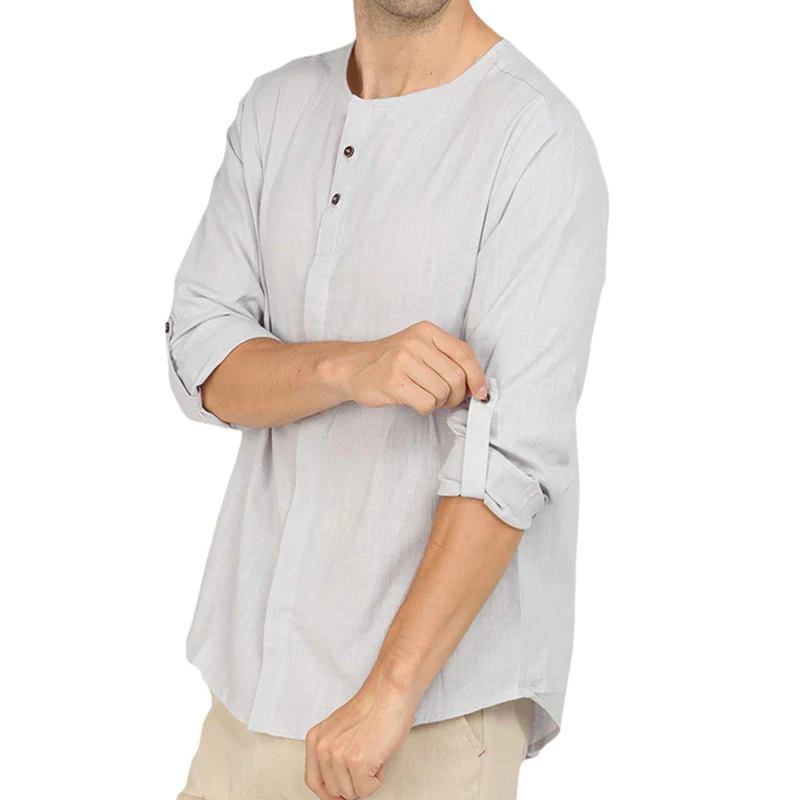 DEANWANGKT 2025 Popular trade new  men's cotton and linen shirts  popular casual linen long-sleeved shirts men's autumn and winter - Deanwangkt