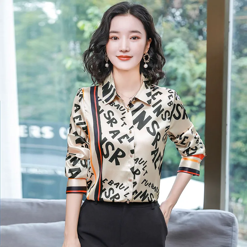 Women's Designer Floral Printed Shirt With Neck Bow Plus Size Elegant Long Sleeve Office Ladies Runway Silk Button Shirts Sweet Girl Chic Satin Blouses Red Tops - Deanwangkt