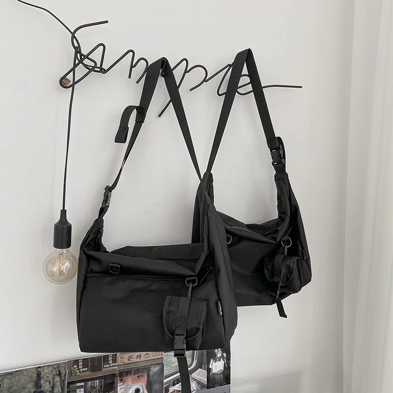 deanwangkt  INS Dark Trendy Messenger Bag Men's Large Capacity Sports Shoulder Bag Women's Casual Bag Student Schoolbag Hong Kong Style Working Style Bag - Deanwangkt