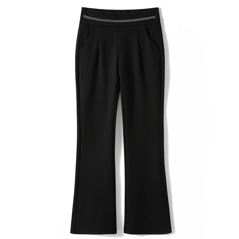 2025 Beautiful Legs Slight Pants, Bead Chain Waist Elastic Casual Pants, Overalls Women's Premium Wide Leg Pants Women's Clothing - Deanwangkt