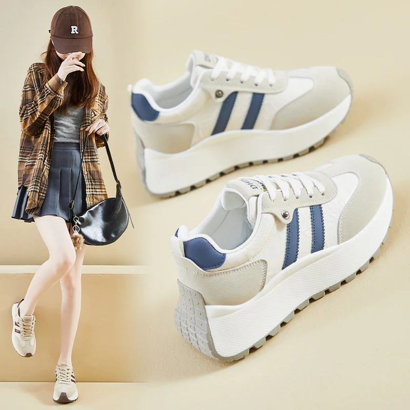 2025 ins Korean version of the new dad shoes girl  spring student sports running casual thick sole height increase street shot BN028 - Deanwangkt