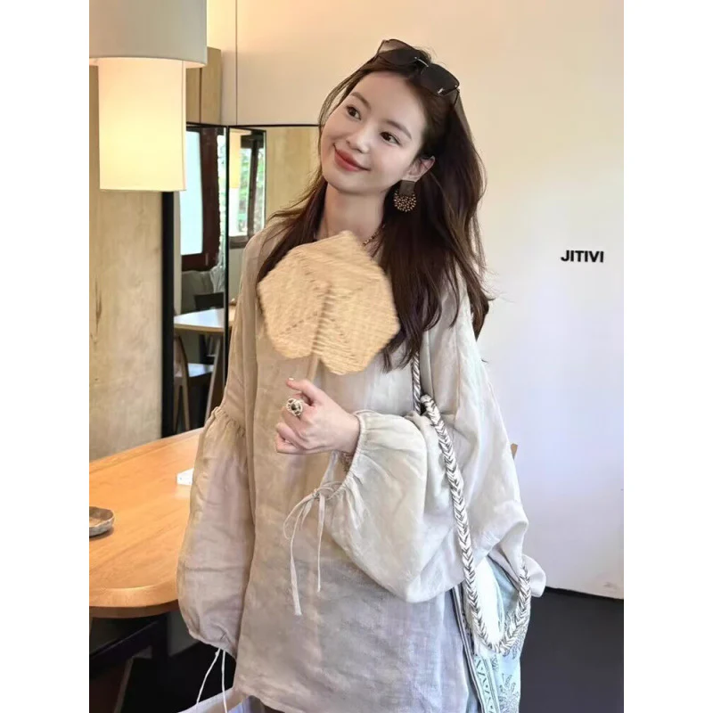 Write a lazy and relaxed thin loose sunscreen blouse top  summer new fat MM thin shirt - Deanwangkt