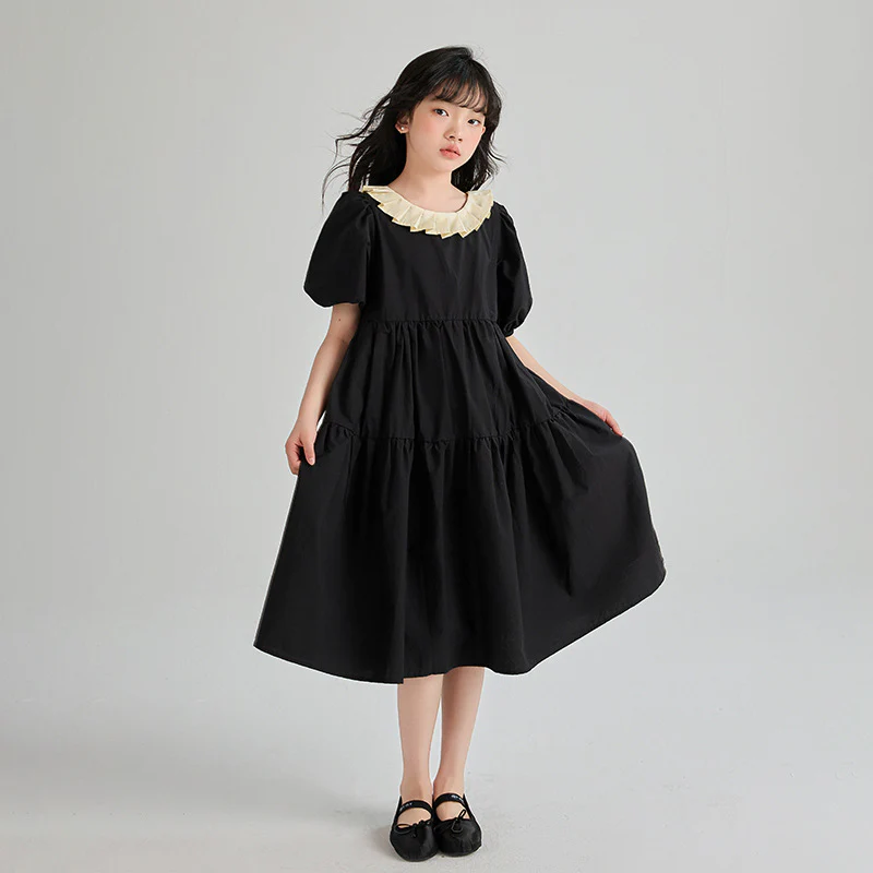 Girls' Summer Dress Dress  New Children's Summer Thin Skirt Medium and Big Children's Western Style Bubble Sleeve Princess Dress - Deanwangkt
