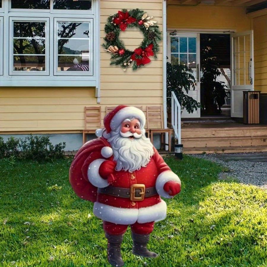Brighten Up Your Home with Santa's Garden Acrylic Decoration - Red - 7.87*13.78inch - Perfect for Indoor and Outdoor Use - Deanwangkt