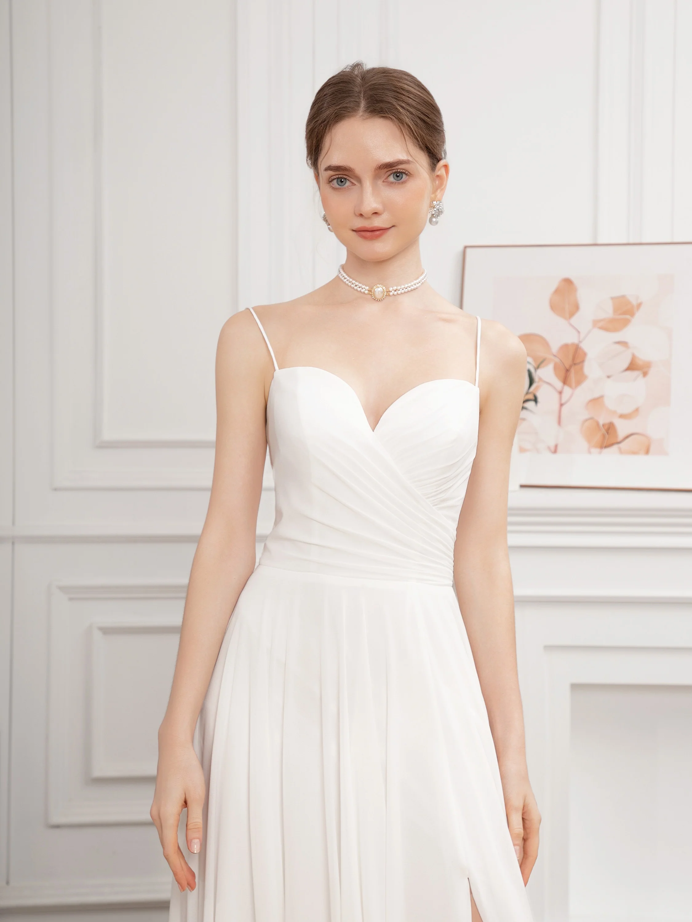 Exquisite Spaghetti Strap A-Line Wedding Dress - Delicate Design, Flattering Silhouette, Dramatic Split Front - Ideal for Wedding Party, Prom, or Formal Events, Womens Cloth Material - Deanwangkt