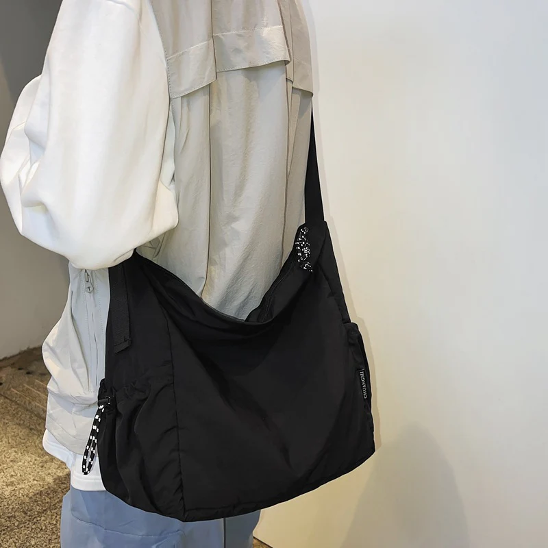 DEANWANGKT 2025 Korean version of fashion nylon tote bag popular new casual large-capacity shoulder bag versatile tooling wind messenger bag - Deanwangkt