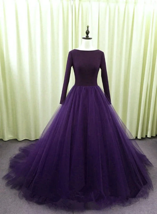 Solvbao Gorgeous Spandex and Tulle Ball Gown Evening Dress, Purple Party Dress - Deanwangkt