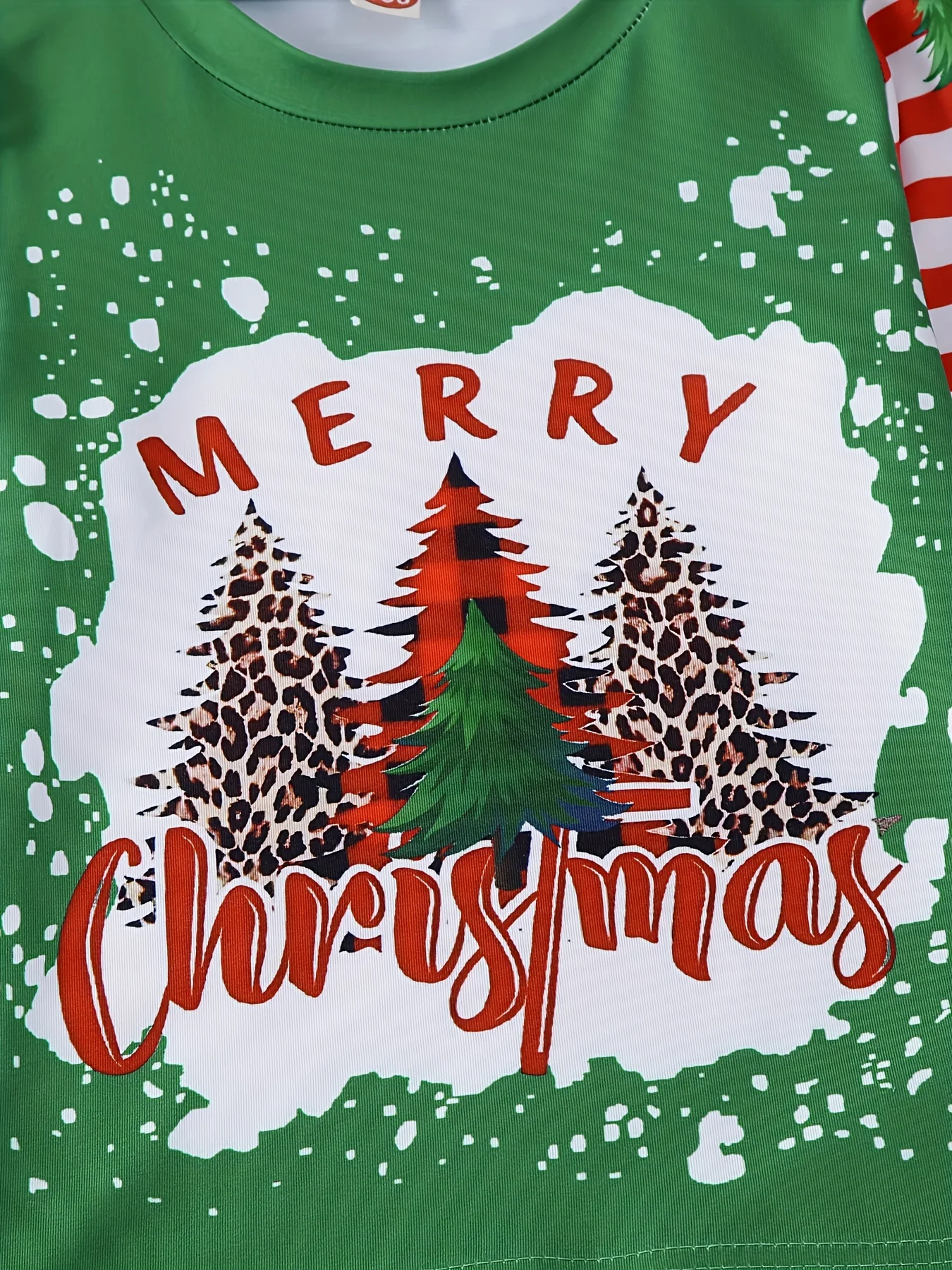 Christmas Girls' 2pc Sets, Splicing MERRY CHRISTMAS Print Top & Flare Pants Kids Outdoor Clothes For Fall Christmas Party - Deanwangkt