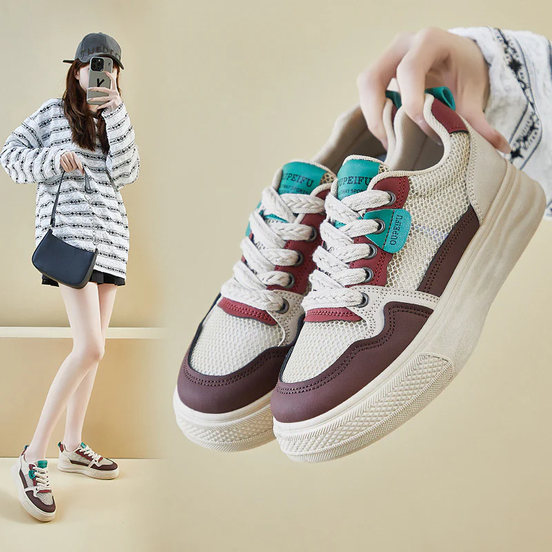 2025 summer little white shoes new Korean version ins female students thick sole heightening mesh breathable casual XF1239-3 - Deanwangkt