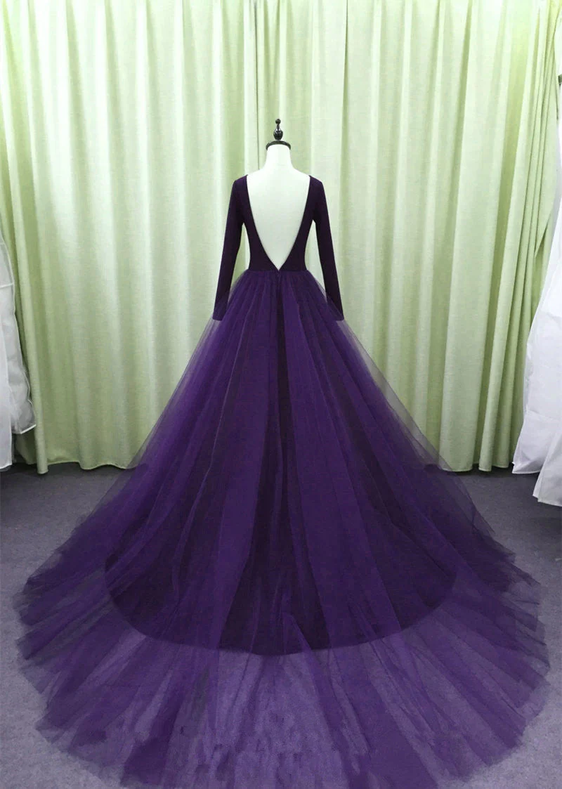 Solvbao Gorgeous Spandex and Tulle Ball Gown Evening Dress, Purple Party Dress - Deanwangkt