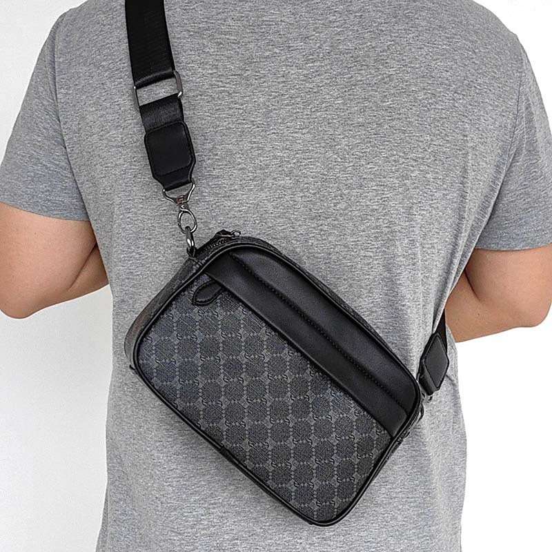 deanwangkt  Fashion Men's Check Pattern Shoulder Bag Pu Daily Commuter Small Square Bag Crossbody Bag - Deanwangkt