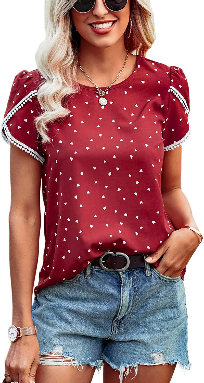DEANWAQNGKT  Independent Station European and American Spring and Summer New Lace Patchwork Short-Sleeved T-shirt Bottoming Shirt Cross-Border Women - Deanwangkt