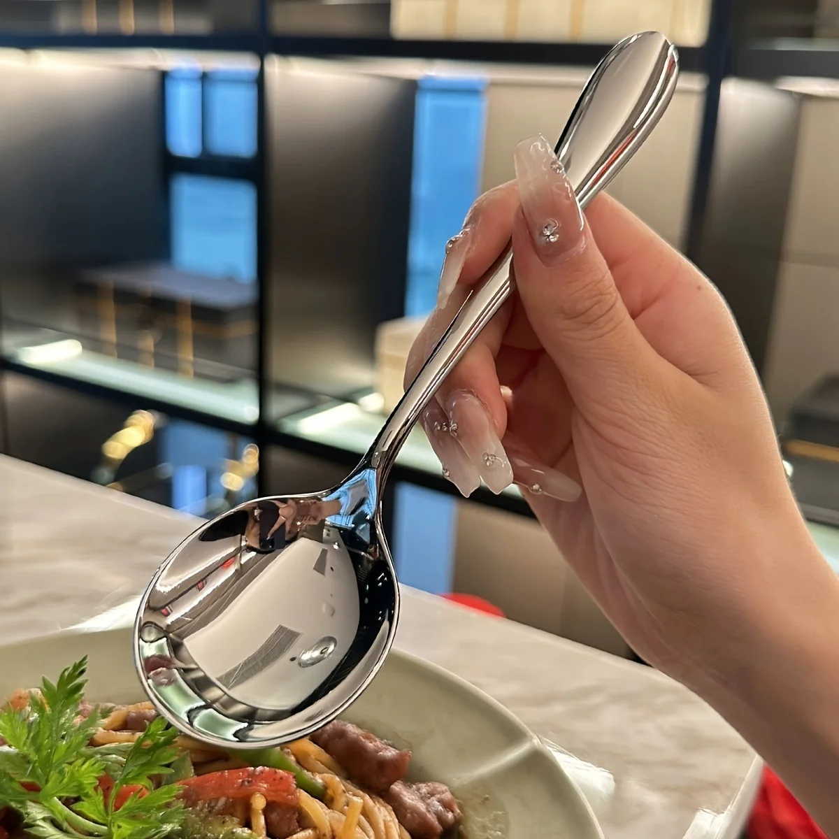 Elegant 4pcs Stainless Steel Serving Spoons Set - Perfect for Buffets, Family Gatherings & Banquets - Deanwangkt