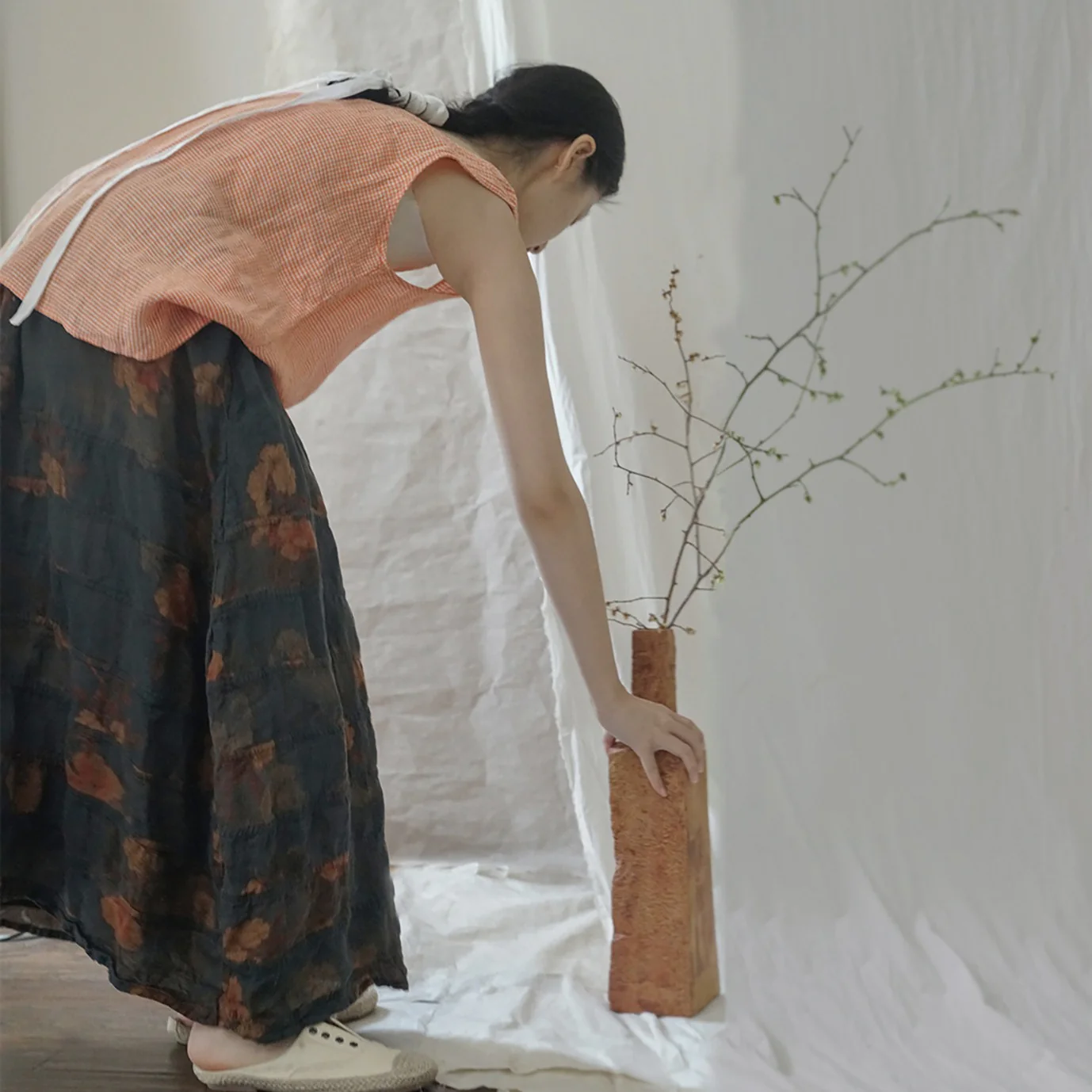 design retro autumn and winter double-layer cocoon skirt, retro nostalgic ethnic print skirt B22279 - Deanwangkt